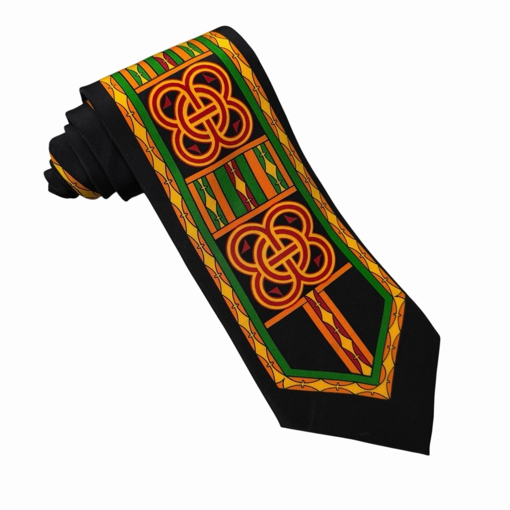 Rush Limbaugh Mens Tie Geometric Stained Glass Multicolor Silk USA 3 7/'8" x 57"